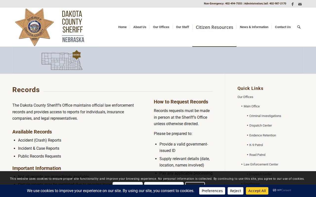 Dakota County warrant check sheriff records request
